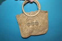 petit sac crochet fait main beige vintage retro année 60-70