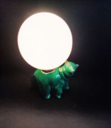 lampe ours en céramique verte et or