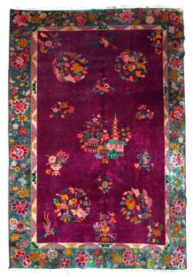 Tapis ancien Chinois Art Deco fait main, 1B870