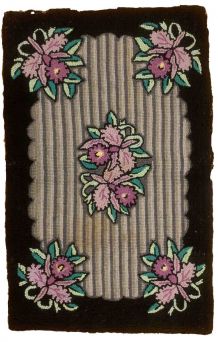 Tapis ancien Américain Hooked fait main, 1B889