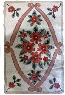 Tapis ancien Américain Hooked fait main, 1B890