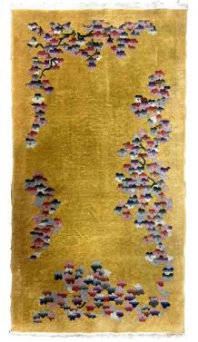 Tapis ancien Chinois Art Deco fait main, 1B894