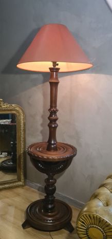 lampadaire   bois massif 1930 a 40  art deco  style brutalis