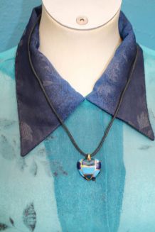collier pendentif cœur céramique  année 70-80
