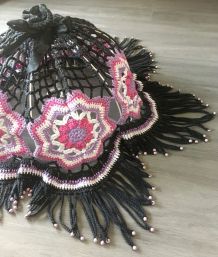 Abat-jour vintage crochet macramé et perles