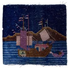 Tapis ancien Chinois Art Deco fait main, 1B903