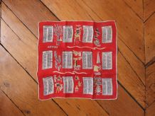 Mouchoir neuf motif calendrier 1963, rouge