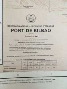 Carte marine vintage du Port de Bilbao Espagne