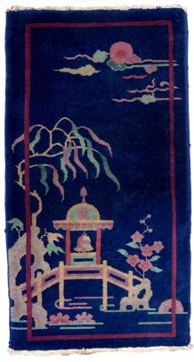 Tapis ancien Chinois Art Deco fait main, 1B914