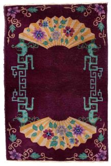 Tapis ancien Chinois Art Deco fait main, 1B915