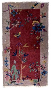 Tapis ancien Chinois Art Deco fait main, 1B918