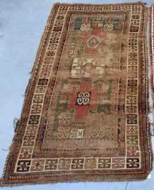 Tapis ancien Caucasien Kazak fait main, 1V06