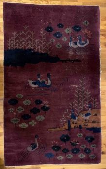 Tapis ancien Chinois Art Deco fait main, 1V11