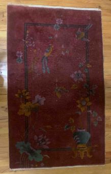 Tapis ancien Chinois Art Deco fait main, 1V13