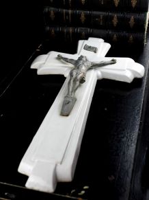 Grande croix catholique en faience (60 cm) - Choisy-le-Roi 