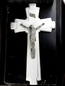 Grande croix catholique en faience (60 cm) - Choisy-le-Roi 