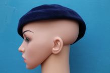 chapeau béret bibi bleu pompon irlandais année 60-70