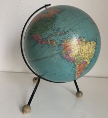 Globe terrestre tripode Taride vintage 1964 - 32 cm