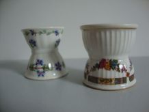 2 anciens coquetiers "diabolo" céramique et Porcelaine