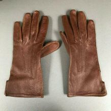 Paire de gants bruns en cuir vintage