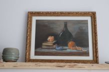 Tableau ancien nature morte orange