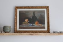 Tableau ancien nature morte orange