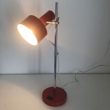 Lampe  vintage 1960 Monteuse Delmas rouge diable - 44 cm