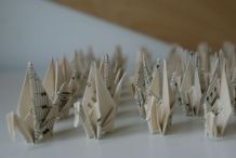 50 grues origami papier musique mariage, fête, baptême, déco