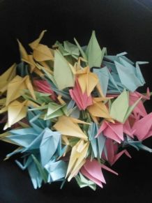 100 grues origami couleurs pastel, mariage, fête, baptême, d