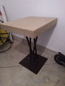 Table bistrot createur jean prouvé acier marbre vintage