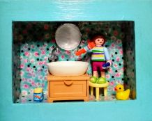 Cadre salle de bains Playmobil avec canard jaune