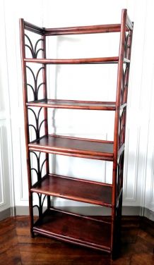 Bibliothèque étagère en rotin 1960 