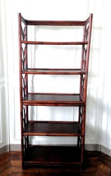 Bibliothèque étagère en rotin 1960 