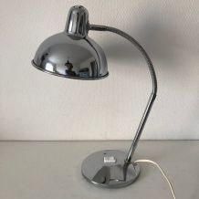Lampe vintage 1960 bureau Aluminor chromée - 37 cm 