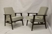 Paire de fauteuils Henryk Lis 300-190 années 1970 retapissée