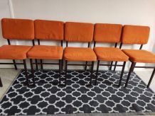 chaises tissu orange vintage