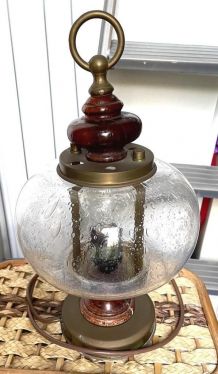 Lampe ancienne ronde - Verre aspect gouttes d'eau