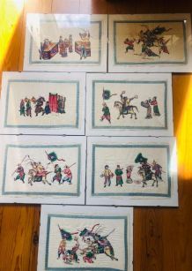 Lot de 7 estampes chinoises fin 19e s.