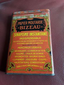 Boîte en tôle ancienne papier moutarde BIZEAU