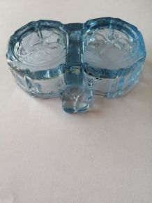 Ensemble à épices de couleur bleu en verre transparent 