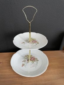 Serviteur à 2 étages en haute porcelaine