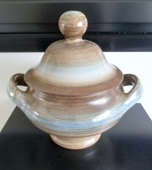 Soupière en céramique bleue et marron Longchamp 