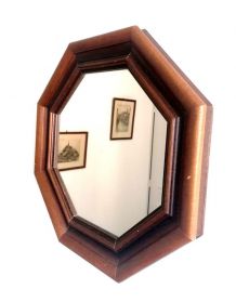 Miroir hexagonal en bois art déco 