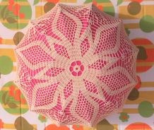 Abat jour en tissu et crochet (vintage)