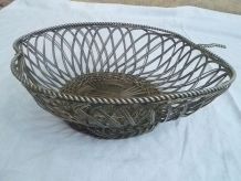 Corbeille panier en métal argenté, vintage