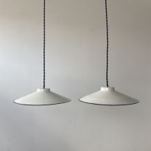 LOT 2 SUSPENSIONS EMAILLEES BLANCHES VINTAGE