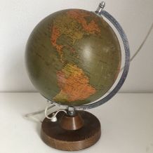 Globe vintage 1973 terrestre de Räth verre ex RDA - 31 cm
