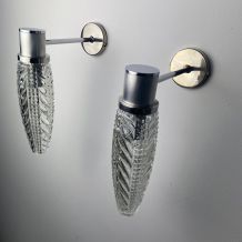 PAIRE D’APPLIQUES EN VERRE MOULÉ VINTAGE