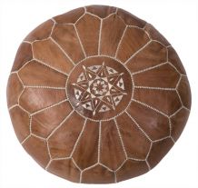 Pouf marocain en cuir véritable
