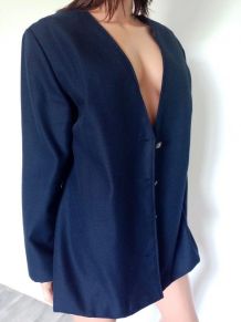 Superbe veste tailleur marine vintage Fait main